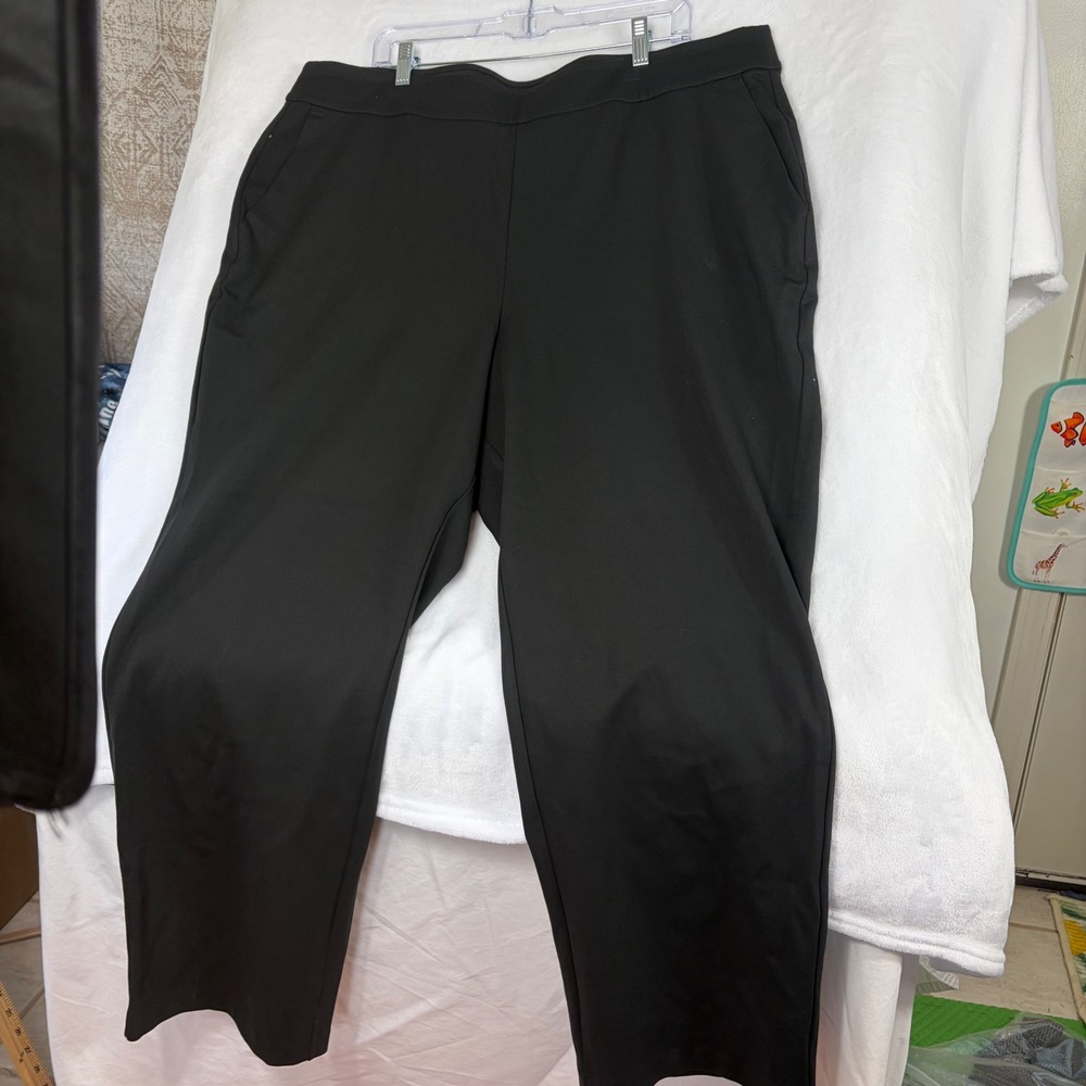 Cato Dress Pants Women 22/24W Black Solid Career Hi-Rise Stretchy Straight Leg